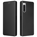 Husă Flip Sony Xperia 10 V - Fibra de Carbon - Negru