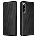 Husă Flip Sony Xperia 5 IV - Fibră de Carbon - Negru