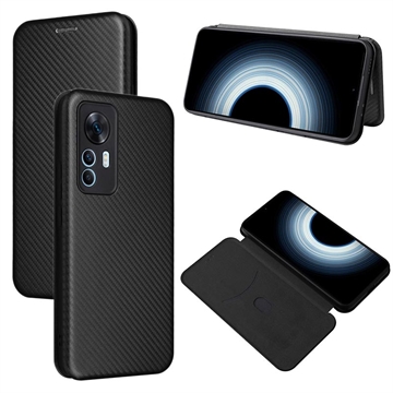 Husă Flip Xiaomi 12T/12T Pro - Fibra de Carbon