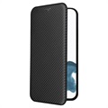 Husă Flip iPhone 14 Pro - Fibra de Carbon - Negru