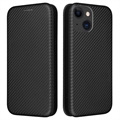 Husă Flip iPhone 15 - Fibra de Carbon - Negru