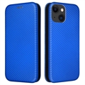 Husă Flip iPhone 15 - Fibra de Carbon - Albastru