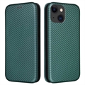 Husă Flip iPhone 15 - Fibra de Carbon - Verde
