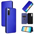Husă Flip Sony Xperia 10 IV cu Suport Card - Fibra de Carbon