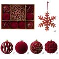 Set de globuri de Crăciun cu efect de flocuri de zăpadă / ornamente în formă de fulgi de zăpadă – 8cm/16cm – 10 buc. – Roșu