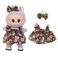 Rochie de petrecere cu flori și bentiță Bowknot pentru Labubu Mini Figure 17cm - Maro