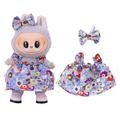 Rochie de petrecere cu flori și bentiță Bowknot pentru Labubu Mini Figure 17cm - Albastru deschis