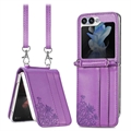 Husă cu Curea Samsung Galaxy Z Flip5 - Floral Print - Violet