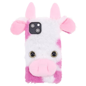 Husă Hibrida iPhone 13 Mini - Fluffy Plush - Vaca Roz