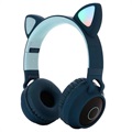 Căști Bluetooth Pliabile Copii Urechi de Pisică - Verde