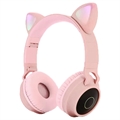 Căști Bluetooth Pliabile Copii Urechi de Pisică - Roz