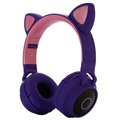 Căști Bluetooth Pliabile Copii Urechi de Pisică - Violet