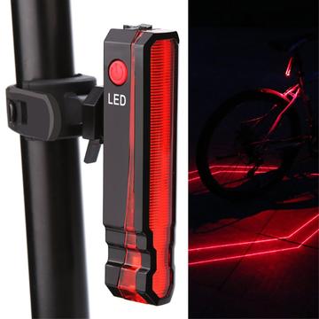 Pliabil laser cu laser pentru biciclete Lumina de avertizare de siguranță USB reîncărcabilă