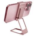 Suport pliabil pentru telefon de birou din metal, rotitor la 360 de grade, din aliaj de zinc, suport pentru clemă pentru spate pentru telefon mobil - aur roz