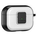 Apple AirPods Pro 2 Magnetic Charging Earphone TPU Case Buckle Earbud Cover cu Carabiner - Negru / alb