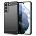 Husă TPU Periată Samsung Galaxy S23 5G - Fibră De Carbon - Negru