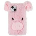 Husă Hibrida iPhone 14 Plus - Fluffy Plush - Porcul Roz