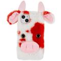 Husă Hibrida iPhone 14 Plus - Fluffy Plush - Vaca Rosie
