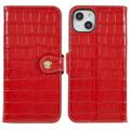 Husă Piele Portofel iPhone 14 Plus - Crocodile