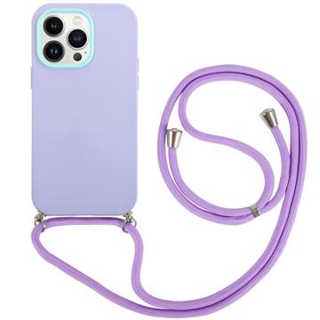 Husă Hybrid 360 iPhone 14 Pro - cu Șnur de Mână - Violet