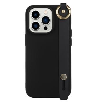 Husă TPU cu Bandă de Mână iPhone 14 Pro - Candy Color - Negru