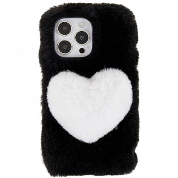 Husă TPU iPhone 14 Pro - Plush Heart - Negru