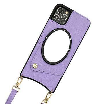 Husă Acoperită iPhone 14 Pro Max - cu Oglindă - Violet