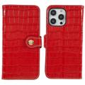 Husă Piele Portofel iPhone 14 Pro Max - Crocodile