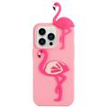 Husă TPU 3D Cartoon iPhone 14 Pro - Flamingo