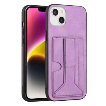 Husă Acoperită iPhone 14 cu Stand și Suport Card - YB - Violet