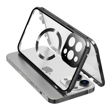 iPhone 15 Pro Max Cazul dublu lateral HD din sticlă temperată HD Capac de telefon compatibil cu MagSafe - negru