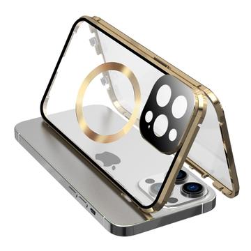 iPhone 15 Pro Max Cazul de dublu față HD din sticlă temperată pentru iPhone 15 Pro Max Capac de telefon compatibil cu MagSafe - Aur