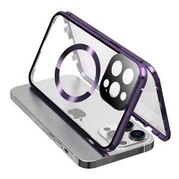 iPhone 15 Pro Max Cazul dublu față HD din sticlă temperată pentru iPhone 15 Pro Max Capac de telefon compatibil cu MagSafe - Violet