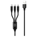 Cablu de Încărcare USB Împletit Forever 3 în 1 - 1.2m - Negru