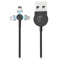 Cablu Magnetic Încărcare&Sincronizare Forever 3-în-1 - 1m - Negru