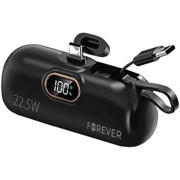 Forever MTB-100 USB-C Mini Power Bank 5000mAh - 22.5W - Negru