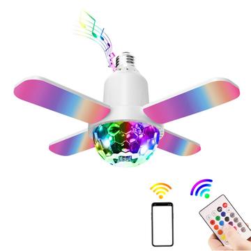 Lampă de plafon cu patru foi RGB cu difuzor Bluetooth și telecomandă - E27 - Glob disco