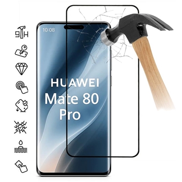 Protecție de ecran din sticlă temperată Huawei Mate 80 Pro Acoperire completă - 9H - Margine neagră