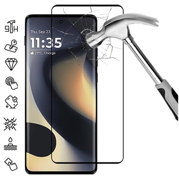 Protecție de ecran din sticlă temperată Motorola Edge (2025) Acoperire completă - 9H - Margine neagră