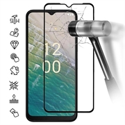 Protector de Ecran din Sticla Securizata pentru Nokia C32 - Full Cover - Marginea Neagră