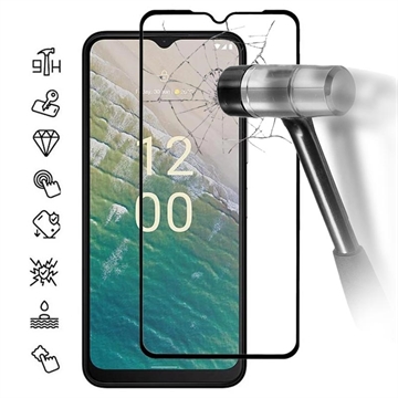 Protector de Ecran din Sticla Securizata pentru Nokia C32 - Full Cover - Marginea Neagră