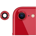 Protector Metalic si Sticla Securizata pentru Obiectivul Camerei iPhone SE (2022)/SE (2020) - Roșu