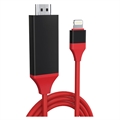 Adaptor Full HD Lightning la HDMI AV - iPhone, iPad, iPod (Ambalaj Vrac Acceptabil) - Roșu