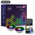 Panouri de perete cu LED-uri RGB hexagonale inteligente G01, controlabile prin aplicațiile Tuya și Smart Life - 15 buc.