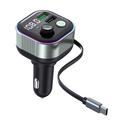 Încărcător auto cu încărcare rapidă GZ11 65W PD cu cablu Type-C retractabil și MP3 Player Bluetooth