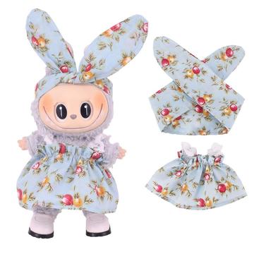 Set rochie și bentiță Garden-Party pentru Labubu Mini Figure 17cm - Albastru