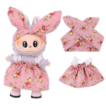Set rochie și bentiță Garden-Party pentru Labubu Mini Figure 17cm - roz