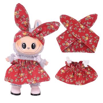 Set rochie și bentiță Garden-Party pentru Labubu Mini Figure 17cm - Roșu