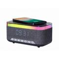 Gembird Ceas deșteptător digital cu lumini RGB, încărcare wireless 15W - negru