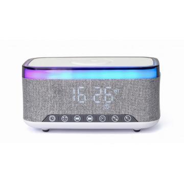 Gembird Ceas cu alarmă digitală cu lumini RGB, încărcare wireless 15W